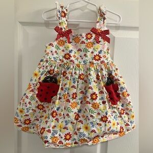Floral Ladybug Dress with Red Accents, Size: 5T, EUC